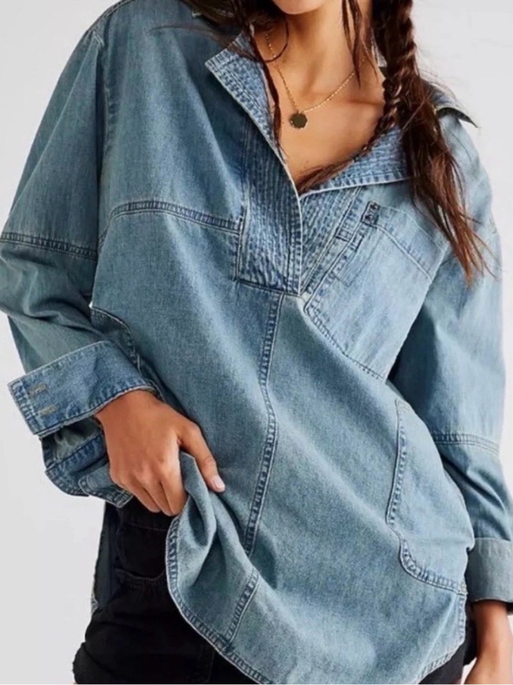Free People Denim Top Size Small